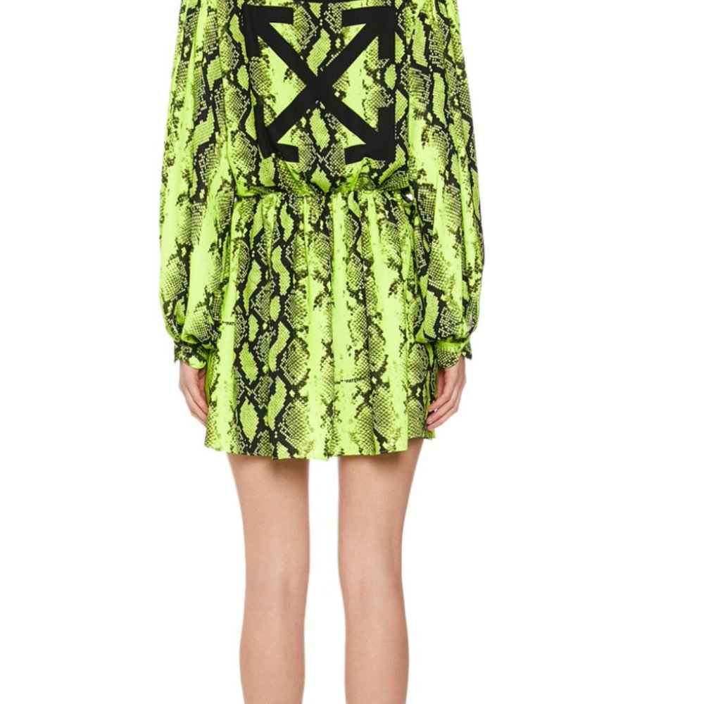 NWT Off-White  Deep V Python Mini Dress - Picture 2 of 6